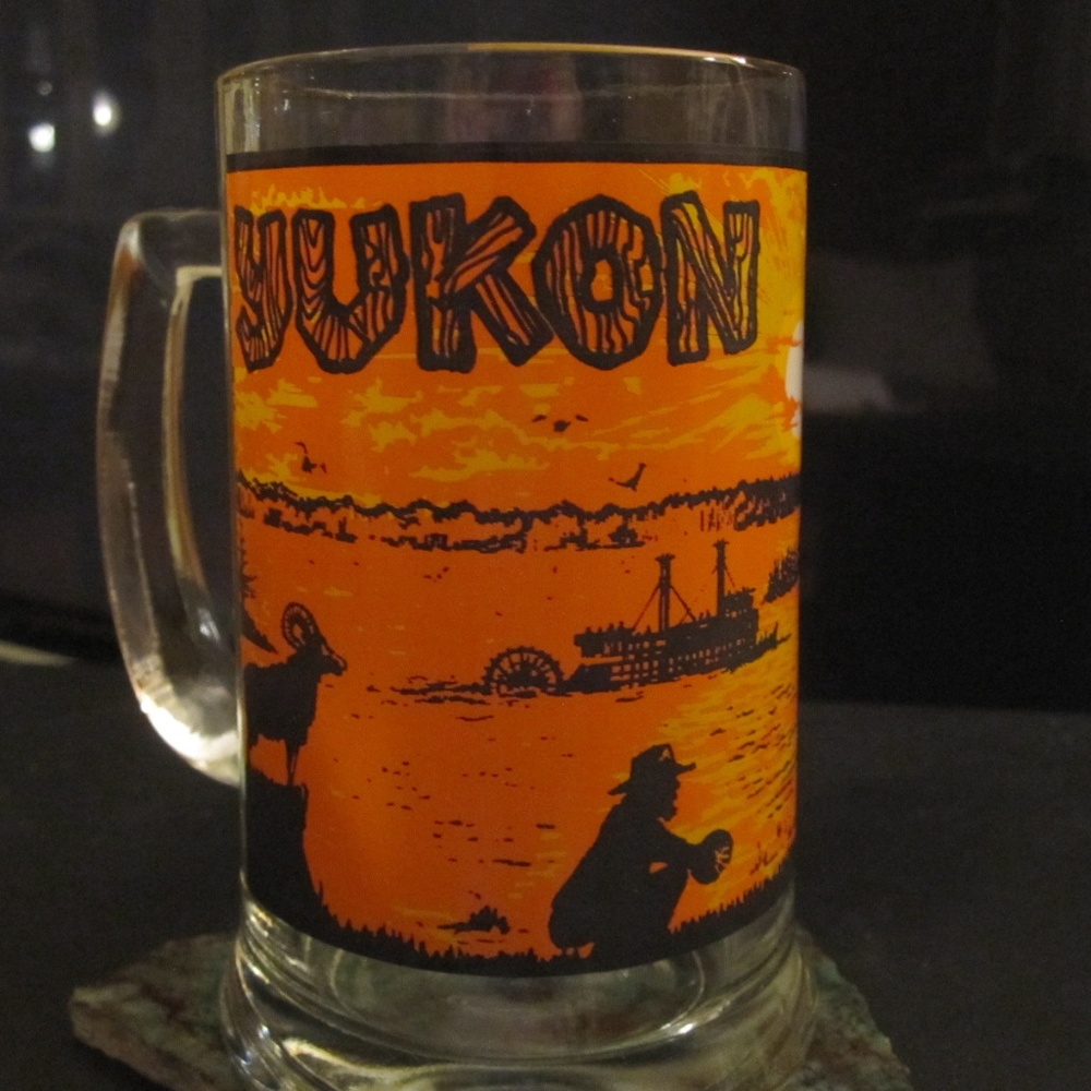 SALE!! Ccready Yukon glass souvenir mug.